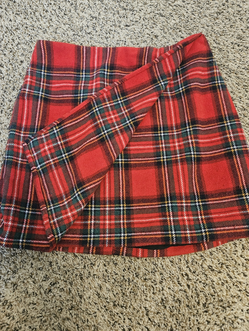 🦋Y2K 80s Prep Hollister Wool Lined Red Plaid Wrap Mini Skirt - Women Size S